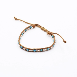 Handmade Braided Rope Bracelet 800 Silver Natural Stone Beads Ethnic Bohemian Adjustable Wax Cord Friendship Wristband For Men Women Jewelry
