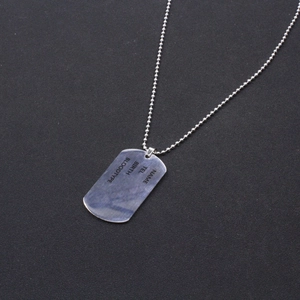 Men's custom military dog tag necklace in brushed titanium steel with bead chain