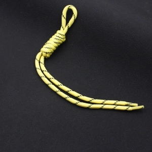 Fluorescent yellow and black woven nylon paracord lanyard with a top braided loop knot