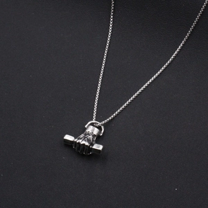 Men Retro Stainless Steel Box Chain Necklace Alloy Fist Dumbbell Pendant Fitness Hip Hop Punk Streetwear Jewelry For Men