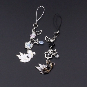 New Chinese Style Koi Fish Handmade Beaded Hanging Alloy Resin Star Wing Charm For Phone Bag Car Decor Women Jewelry