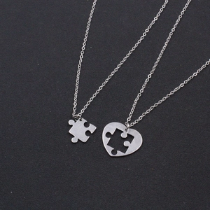 Edelstahl Herz Puzzle Paar Anhänger Halskette Set Für Herren Damen Valentinstag Geschenk Passende Kette Schmuck