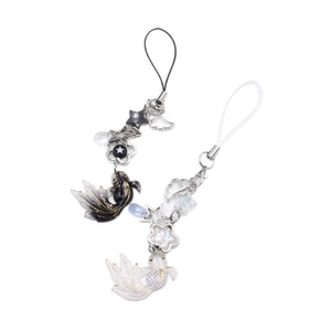Handmade koi fish pendants with stars and charms for bags and phones in black and silver