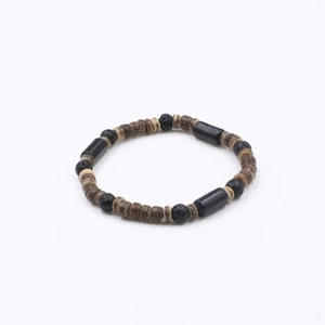 Vintage Wood Lava Stone Beaded Bracelet For Men Women Bohemian Ethnic Elastic Stacking Hand String Casual Jewelry Accessory