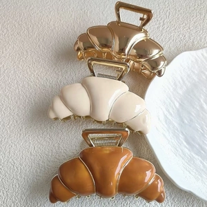 Französischer Stil Croissant Form Legierung Haarkralle Große Metall Haarklammer Für Damen Elegante Brot Haarschmuck