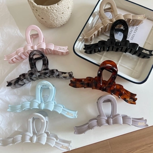French Style Elegant Resin Bow Hair Claw Clip For Women Large Tortoise Shell Shark Clip Fashion Hair Accessory
