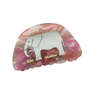Pink marble acetate elephant hair claw clip for elegant women styling and hair buns