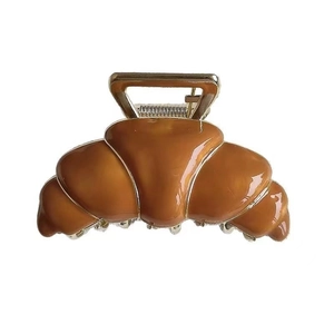 Kreative Metall-Haarklammer in Croissant-Form, glänzend Braun und Gold-Finish