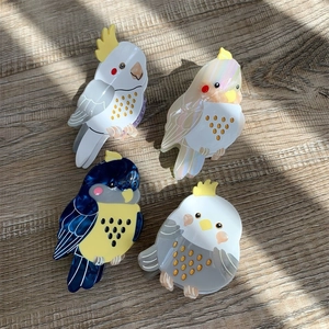 Cute Bird Cockatiel Shaped Cellulose Acetate Hair Claw Clips Animal Design Splicing Shark Clips Hair Accessories For Women