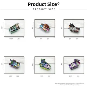 Detailed size chart for Halloween acrylic hair claws with weight and dimensions info