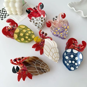 Pince à Cheveux Créative en Acétate Bernard-l'hermite Mignon Animal Marin Pinces à Cheveux pour Femmes Accessoires Cheveux