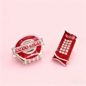 Creative PVC Hair Claw Clip London Telephone Booth And Love Line Round Logo Pattern Retro Shark Clip For Women Hair Styling Accessories
