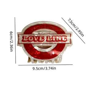 Creative marble texture hair claw clip with LOVE LINE print and geometric shape