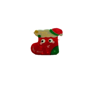 Pince à cheveux mignonne en forme de chaussette de Noël rouge et verte avec texte