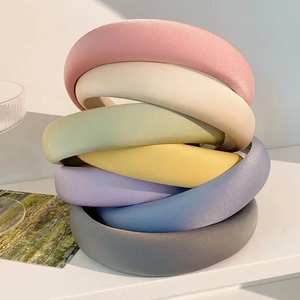 Padded satin hairbands in assorted candy colors with high-crown sponge design
