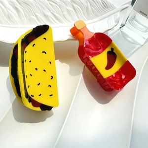 Pinces À Cheveux Amusantes En Forme De Nourriture Design Créatif Sauce Chili Et Taco Accessoires Cheveux Acrylique Pour Femmes