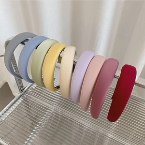 Set of 9 colorful thick satin sponge headbands for women in assorted candy colors