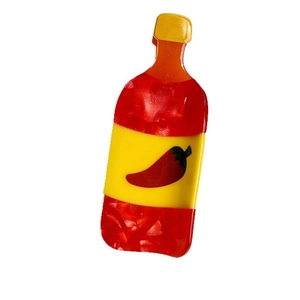 Pince à cheveux amusante en forme de bouteille de sauce piquante en acétate rouge