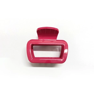 Hot pink soft silicone rectangle hair claw clip with cutout design for durable styling