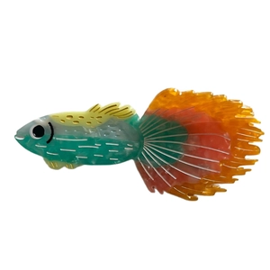 Elegant ocean series acetate guppy fish hair claw clip with colorful gradient tail fins