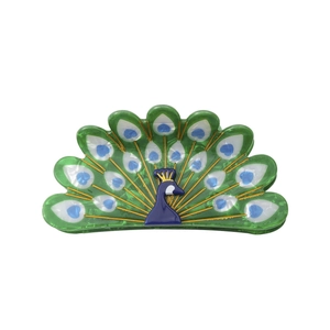 Elegant peacock-shaped hair claw clip in deep green and blue acetate for vintage hairstyles
