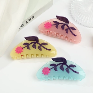 Eleganter Zelluloseacetat Blumen Haarkralle Hai Clip Für Damen Süße Florale Transluzente Haarklammer Täglicher Haarschmuck