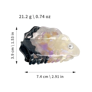Detailed size specifications for acetate wave hair claw clip with 7.4cm length