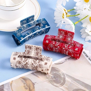 Vintage Paisley Pattern Hair Claw Clip Large Acrylic Rectangular Shark Clip For Women Fashion Daily Hair Accessories Gift