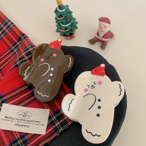 Christmas gingerbread man acetate hair claws in chocolate brown and cream white