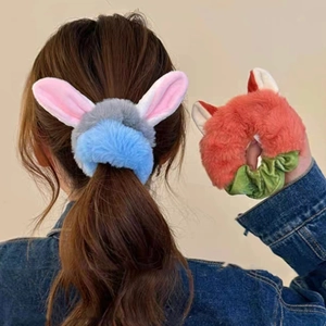 Chouchous mignons en peluche oreilles d'animaux Judy lapin et Nick renard pour femmes