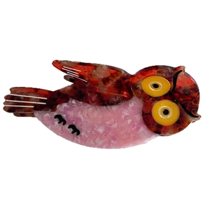 Cute owl shaped hair claw clip made of marble texture resin for elegant hair styling