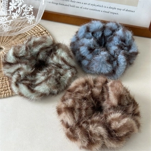 Retro Faux Fur Zebra Pattern Scrunchies For Women Fluffy Tiger Print Hair Ties Autumn Winter Plush Hair Accessories Soft Elastic Band
