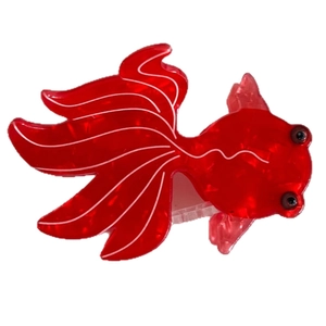 Elegant red goldfish hair claw clip made of acetate material with unique fish tail design