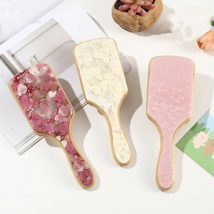 High-End Acetate Patch Air Cushion Massage Hair Comb Anti-Static Bamboo Handle Marble Floral Fluffy Comb For Women Daily Care
