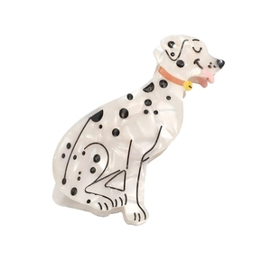 Pince à cheveux motif dalmatien chic en acétate avec des taches noires élégantes