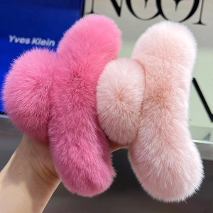 Pinces à cheveux en peluche rose et rouge rose pour accessoires de coiffure