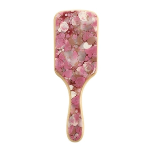 Floral acetate hair brush with massage air cushion and elegant wooden texture handle