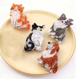 Süße Tier Hund Katze Form Haarklammer Zelluloseacetat Marmorierte Haarspange Für Damen Mädchen Beagle Corgi Haarschmuck