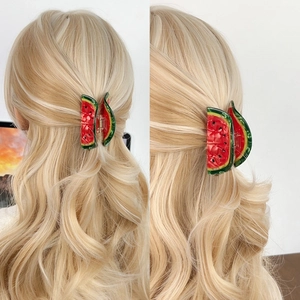 Pince à cheveux pastèque en acétate pour femmes accessoire de coiffure d'été aux fruits