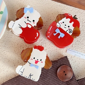 Cute Cartoon Puppy Dog Apple Acetate Hair Claw Clips Large Shark Clip For Women Girls Festive Hair Accessories