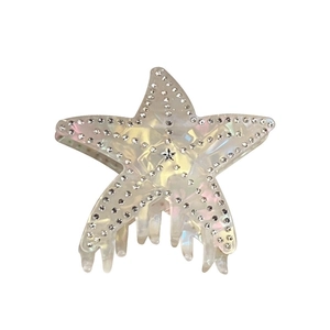 Iridescent starfish hair claw clip with crystal rhinestones for elegant styling