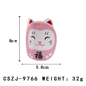 Cute pink and white cat hair claw clip with luck character and 8cm height dimension