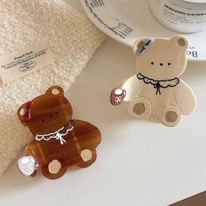 Mignonne Pince à Cheveux en Acétate de Cellulose Ours de Dessin Animé Crème Ambre Nœud Papillon Accessoires Cheveux pour Femmes