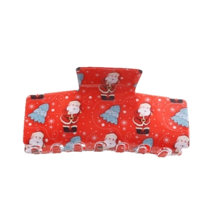 Pince à cheveux de Noël rouge avec motifs Père Noël et flocons de neige pour femme