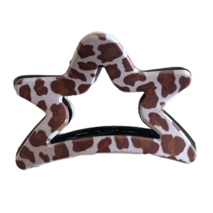 Pinza per capelli a stella con stampa leopardata in acetato lucido per acconciature eleganti