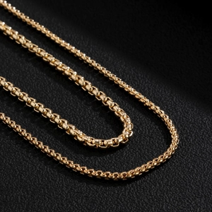 Collana classica a catena box in oro a strati da uomo con finitura in metallo lucido
