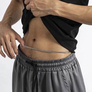 Men Punk Silver Metal Waist Chain Simple Single Layer Body Chain Fashion Belt Jewelry Accessory For Men Streetwear