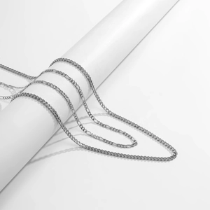 Men's hip-hop silver metal multi-layer waist chain set on white display stand