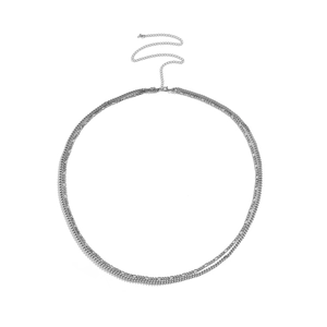 Men's double-layered silver waist chain featuring Figaro and curb link hip hop style