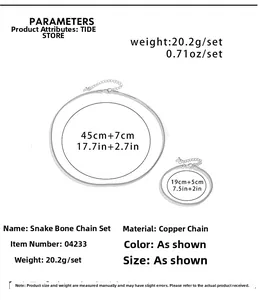 Set di gioielli a catena serpente d'argento con collana 45cm e bracciale 19cm